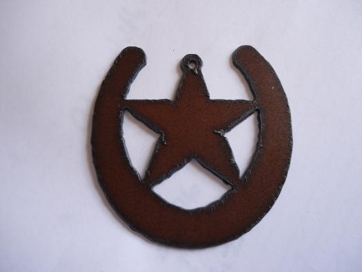(image for) Horse shoe with star metal cutout pendant #LS007L
